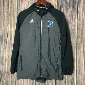 ADIDAS MENs soccer jacket Size M Color Black Gray